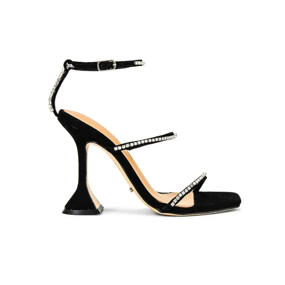 Tony Bianco Rhinestone Black Suede Shy Sandal Size 8.5
